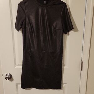 New Look Black Short-Sleeve Mini Shift Dress